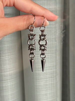 Chainmail earrings new, handmade stainless steel silver