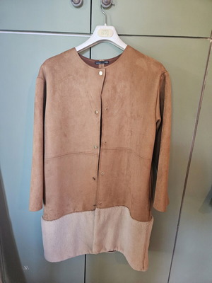 Zara faux suede πανωφόρι κάμελ χρώμα με τελείωμα γούνα μέγεθος Μ σαν καινούργιο