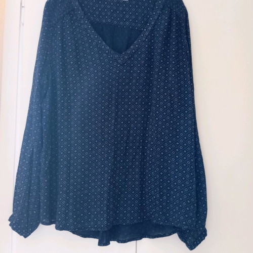 Blue long-sleeve blouse used with thin fabric