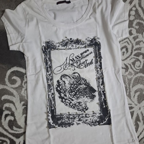 My Pink tee white t-shirt with studs size L like new