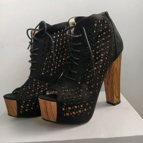 Peep toe black suede perforated boot Vera Blum new, size 40