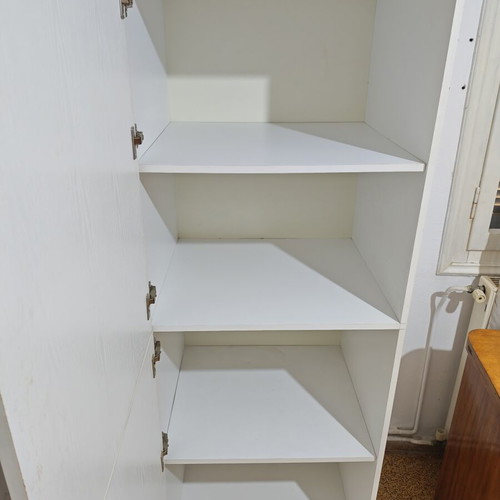 Melamine wardrobe used, 2 doors, 3 shelves, white finish