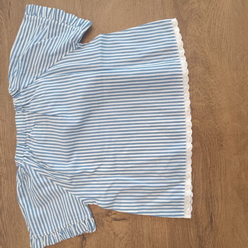Striped blouse with knitted flower Mon Padi new 12-18 months