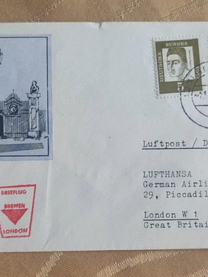 First Flight Envelope used, London - Cologne