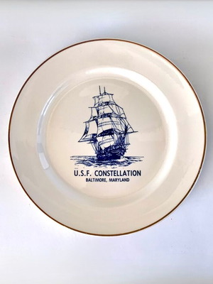 U.S.F. CONSTELLATION Porcelain Plate used, vintage 1970