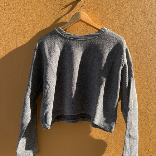 Zara women's knit top gray ribbed short, like new