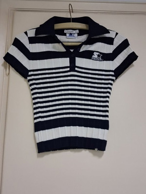 Short-sleeve shirt Stradivarius x Starter size S like new, white and blue