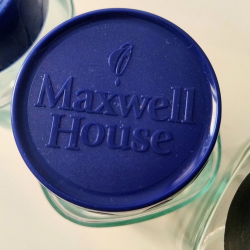 Set of 4 square glass jars 16cm Maxwell House