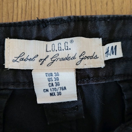 H&M L.O.G.G. cargo pants like new, size 30, black