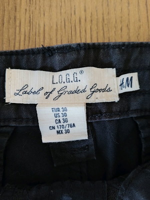 H&M L.O.G.G. cargo pants like new, size 30, black