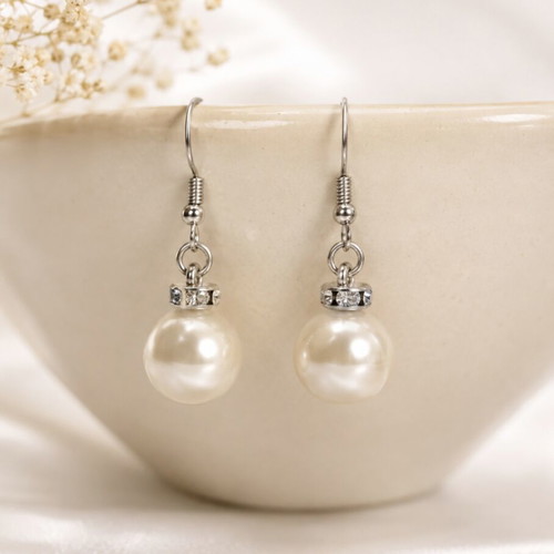 Earrings with hanging acrylic pearl