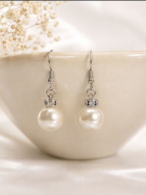 Earrings with hanging acrylic pearl