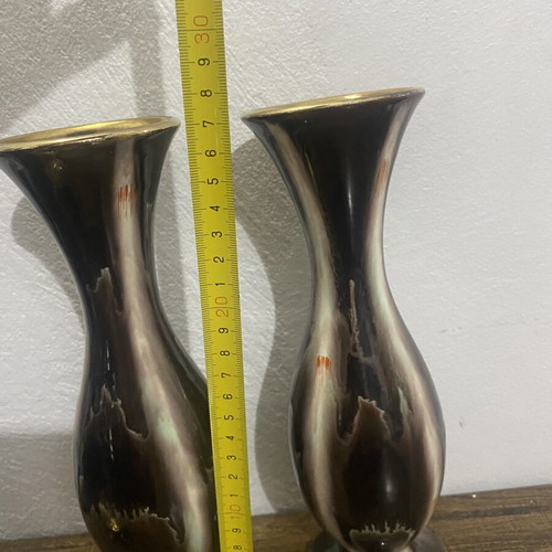 Vintage ceramic bud vases pair, West Germany Jasba, 1950s-60s