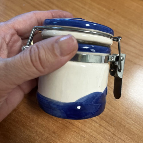 Small jar with lid, decorative with anchor