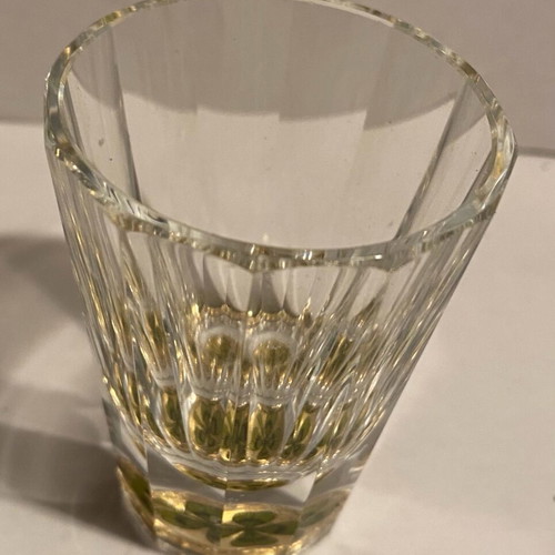 Set of 3 vintage glasses with metal engravings and glass with clover