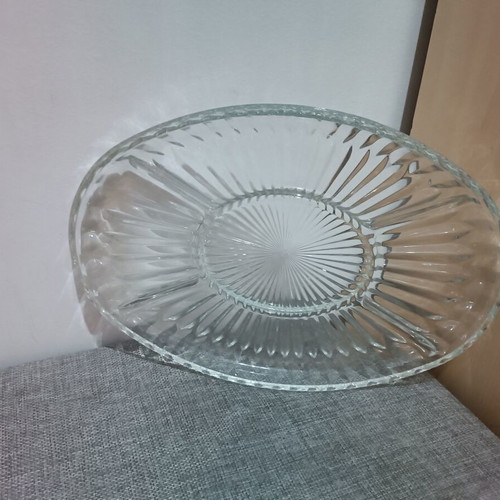 Crystal tray for nuts with dividers, new, 33x22 cm