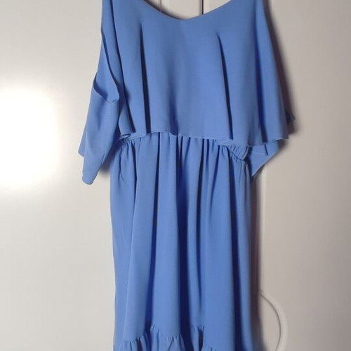 Off Shoulder Dress with Ruffles like new, Pink or Sky Blue, S/M