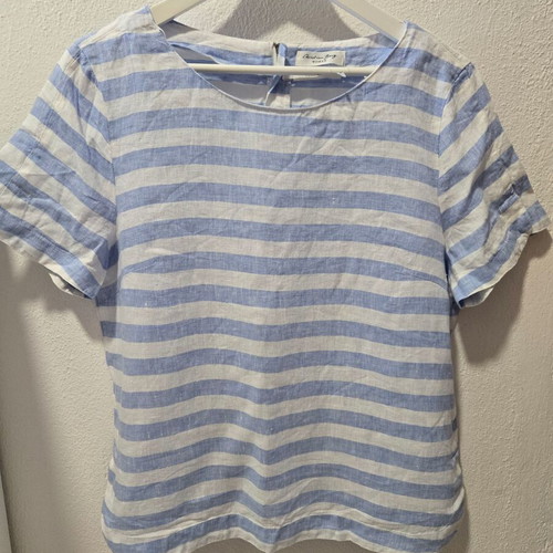 Christian Berg blouse, linen, white and blue, XL
