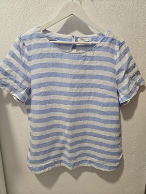 Christian Berg blouse, linen, white and blue, XL