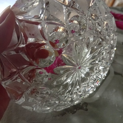 Crystal ashtrays luxury carved, new, set of two, 13cm diameter