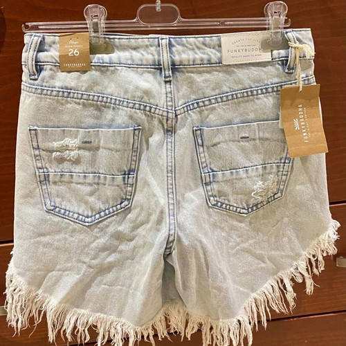Funky Buddha women's denim shorts new with destroyed and washed effects