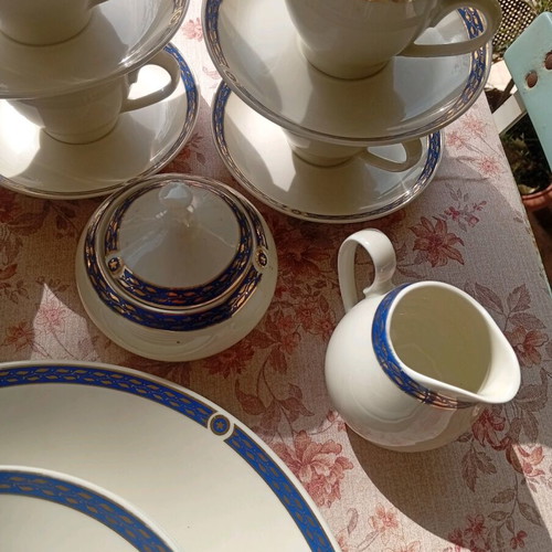 Scherzer Bavaria collectible porcelain set with cobalt blue and 24K gold like new