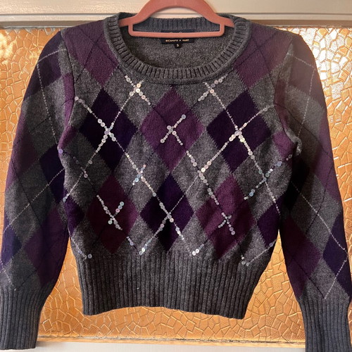 Pull Luisa Spagnoli new, 100% virgin wool, size S, gray and purple
