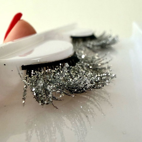Glitter silver false mink lashes 3D brand new