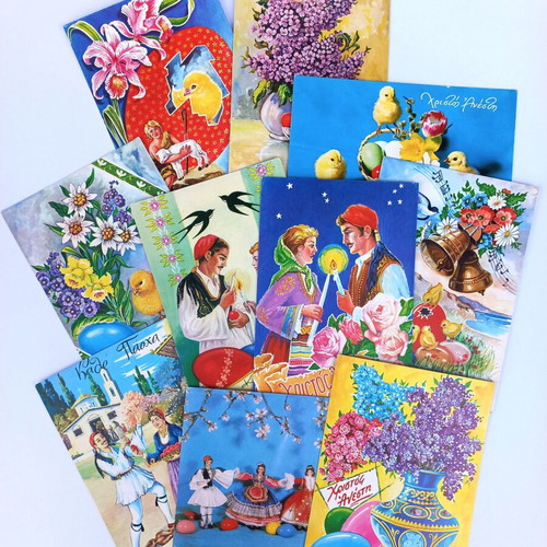 Set of 10 vintage Easter postcards from the 70s, new