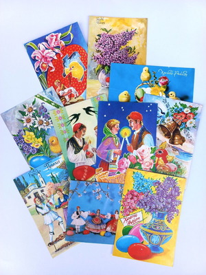 Set of 10 vintage Easter postcards from the 70s, new