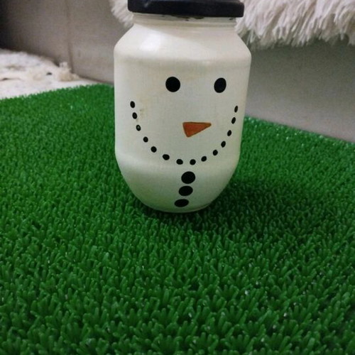 Snowman Glass Jar Hand Painted New