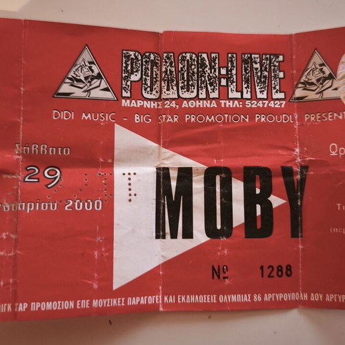Moby Concert Ticket 2000 used, Rodon