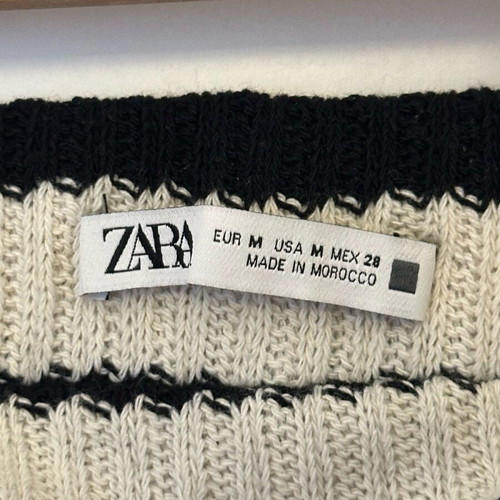 Zara striped high-waisted midi skirt like new, black white