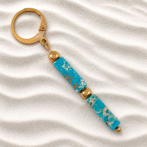 Handmade steel earrings with jasper new, turquoise and gold