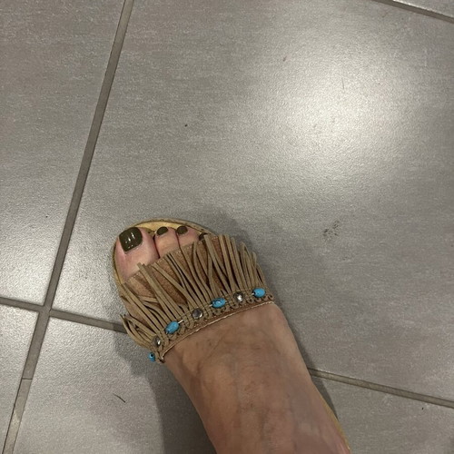 Suede leather sandals beige size 35 unused