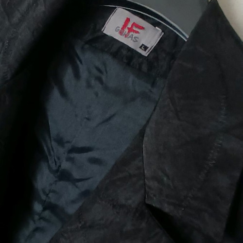 Black jacket used with shiny fabric