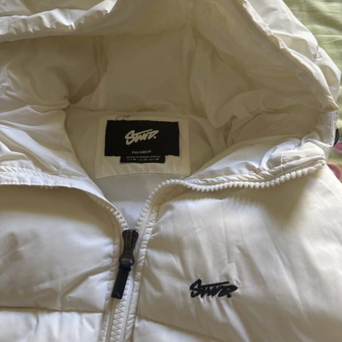 STWD Puffer Jacket, white, size L, Pull & Bear
