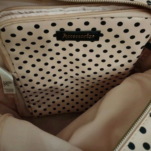 Accessories backpack large size like new with pink and black polka dot design