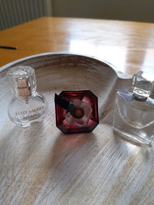 Miniatures of branded perfumes used, empty bottles