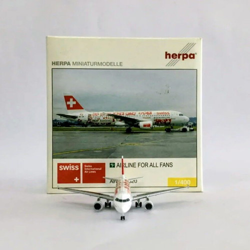 Herpa Airbus A320 Swiss collectible model airplane 1/400 scale new