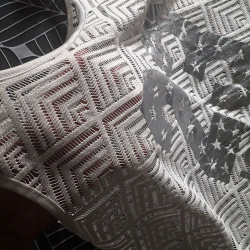 Fringed white top with print, new