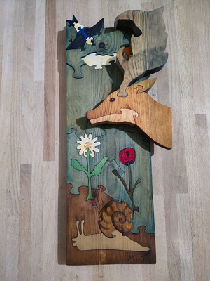 Το Πλατώνι έργο τέχνης ξύλινο ψηφιδωτό μεταχειρισμένο