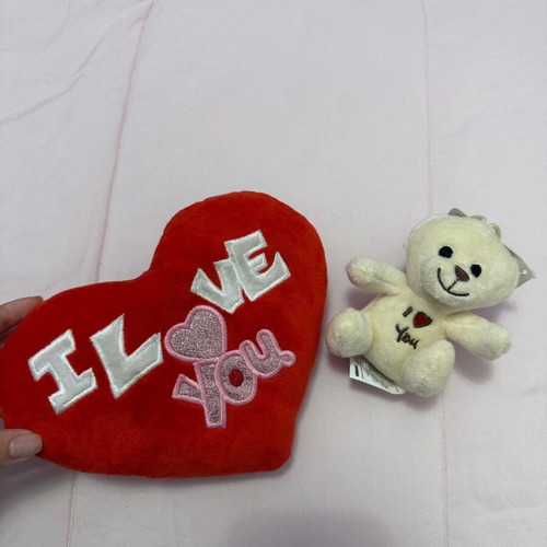 Plush bear and heart set I love you new