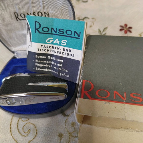 Ronson lighter used with case, instructions, and box