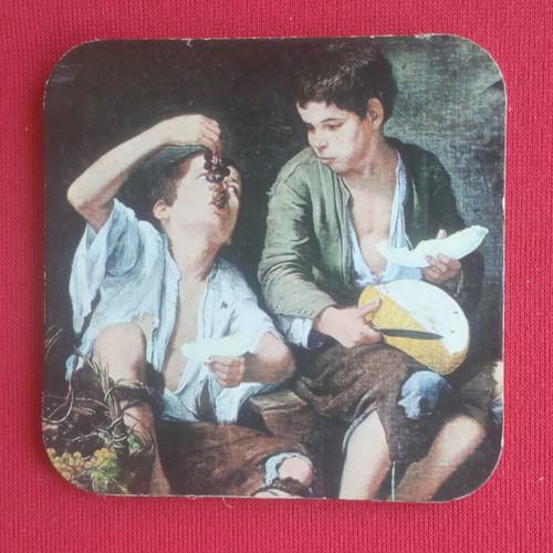 Vintage coasters with Bartolomé Esteban Murillo artworks, set of 3