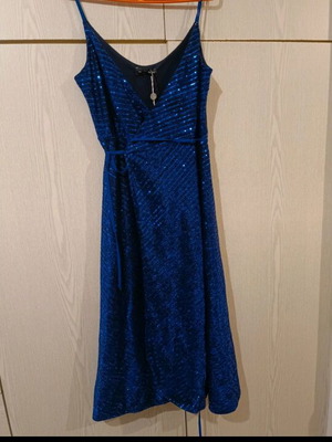 Φόρεμα κοκτέιλ αφόρετο, royal blue, ντραπέ, μέγεθος medium, Vanessa Scott