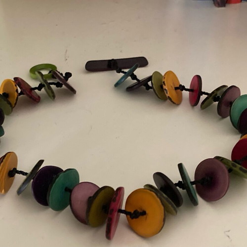 Handmade wooden necklace like new, multicolored