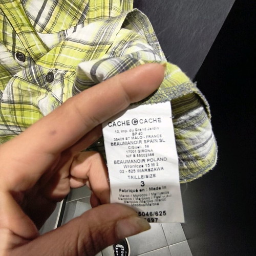 Cache Cache green checkered fitted shirt like new