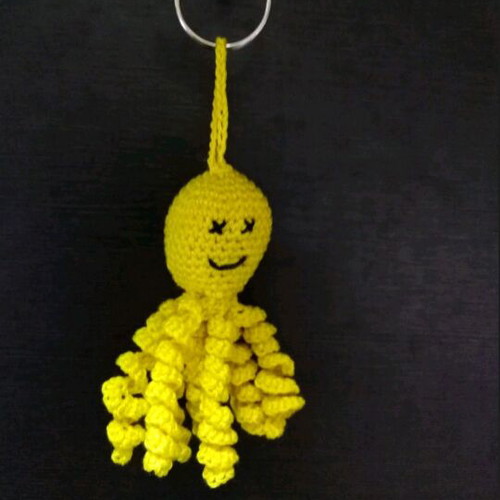 Handmade knitted octopus keychain new