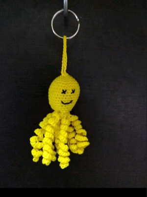 Handmade knitted octopus keychain new
